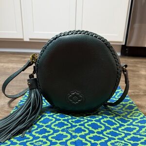 orYANY Kaye Green Pebble Leather Canteen Round Crossbody Bag W/ Dust Bag